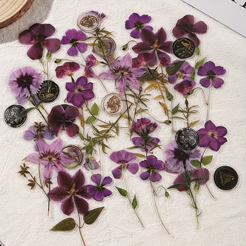TEMU 40 Sheets/pack Dried Series Botanical Floral Pet Stickers Scrapbooking Decorative Stickers