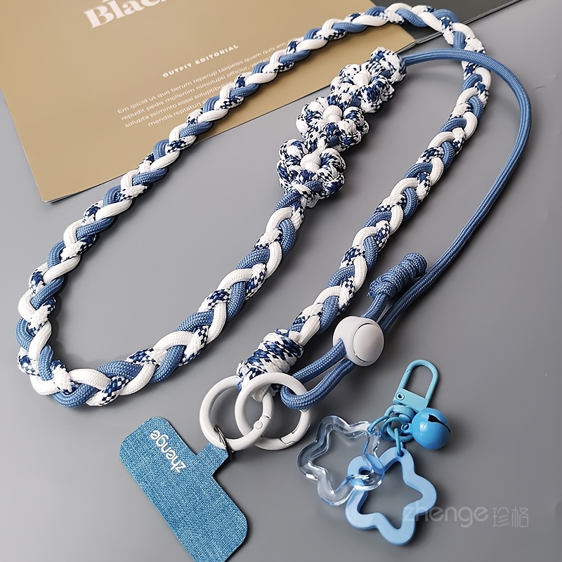 TEMU Cordón Ajustable Largo Cruzado para Teléfono de Mujer, Correa de Cuello Tejida Multifuncional para Uso en Exteriores, Diseño Anti-Caída
