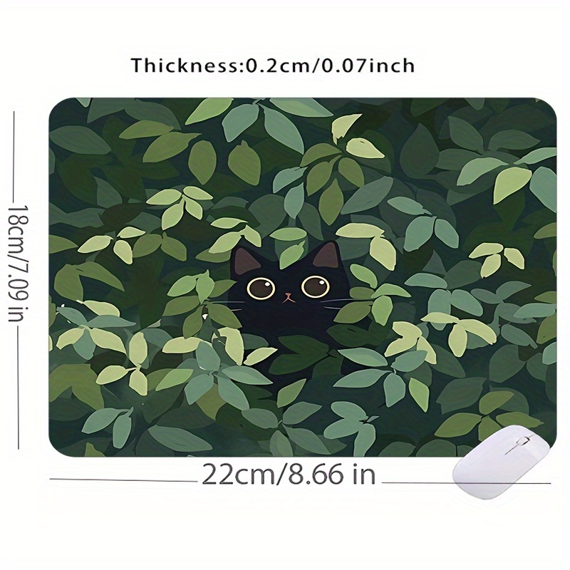 Image of Green Mouse Pad Cartoon Black Cats In Cute Table Mat Keyboard Office Computer Pads Laptop Gaming Anti Slip Mousepad Anime Kawaii Deskmat