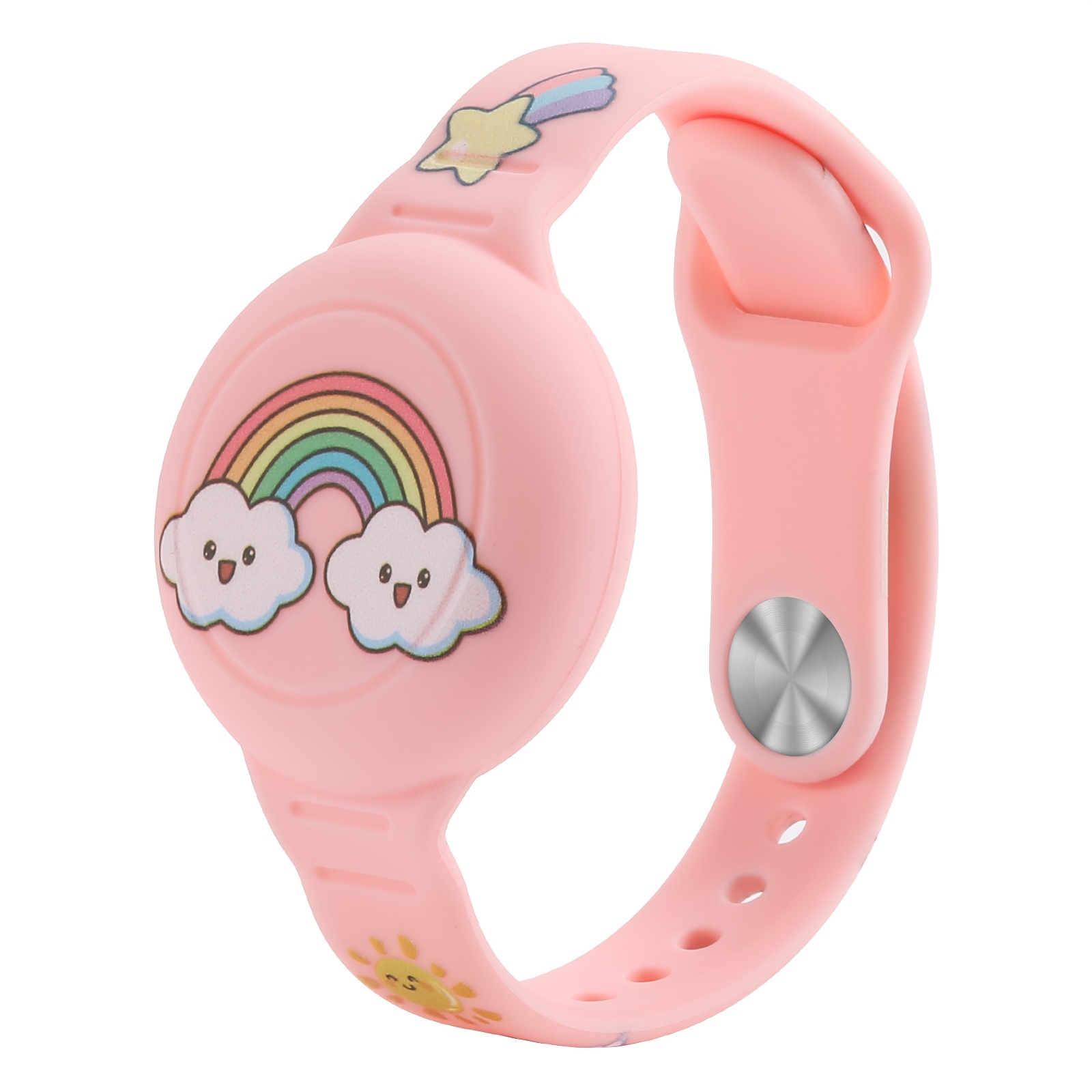 TEMU Support Airtag Style Dessin Animé, Bracelet Réglable en Silicone Souple, Sangle de Protection Complète, Étui Portable Antirayures et Antichoc