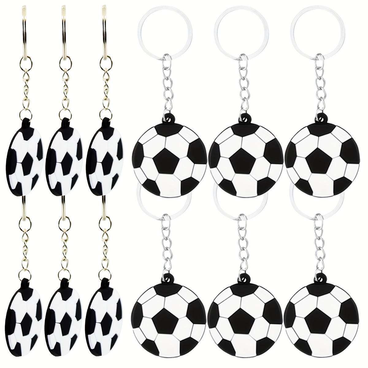 E-shop 2D-flach, Geschenk für Sie/Ihn 12 weiche PVC-Fußball-Schlüsselanhänger, 2D-Fußball-Schlüsselanhänger, Schlüsselring-Sets, geeignet zum Befüllen