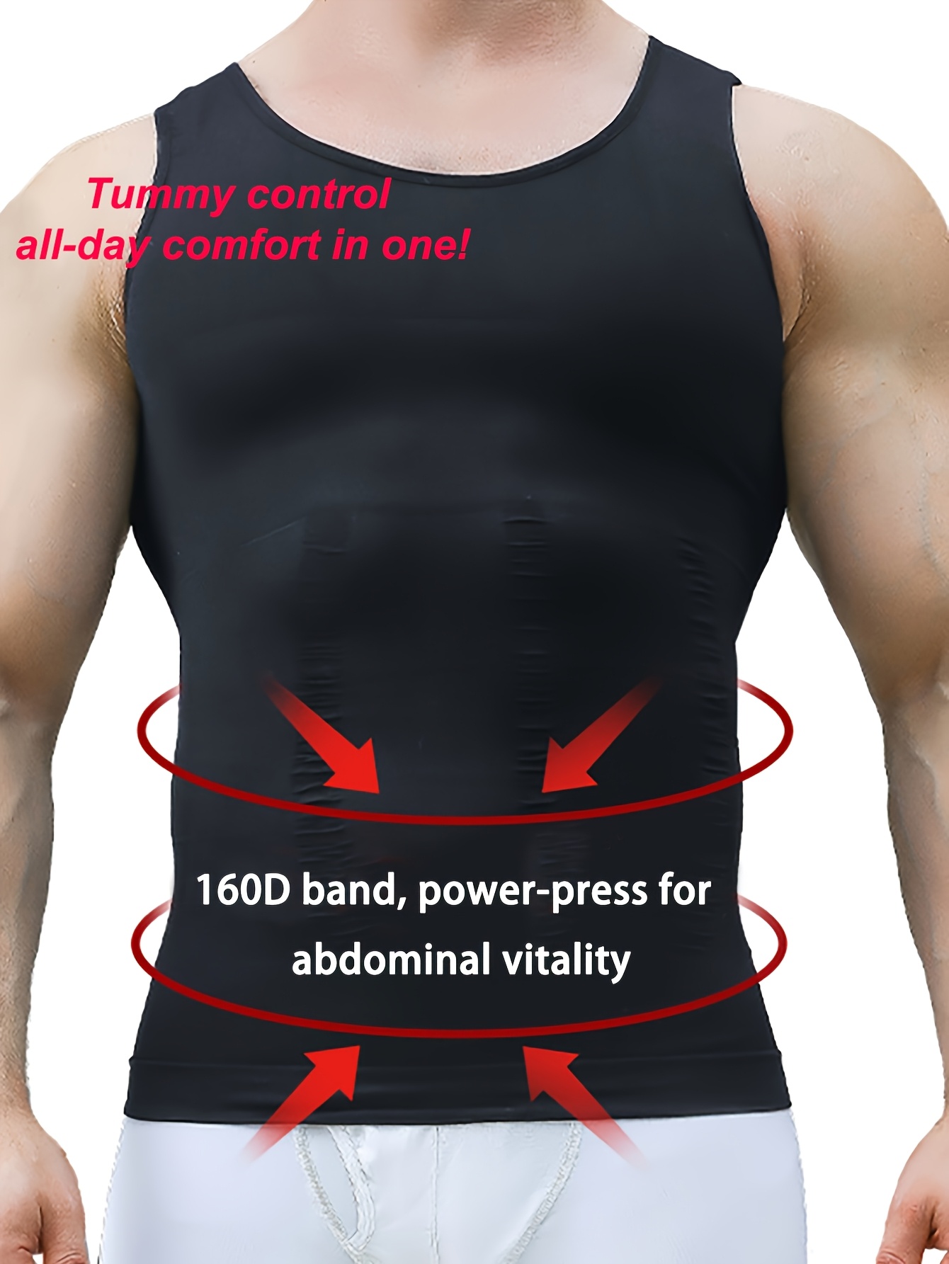 seamless mens body shaper tummy control bust compression hidden fat fitness athletic base layer v neck tank top