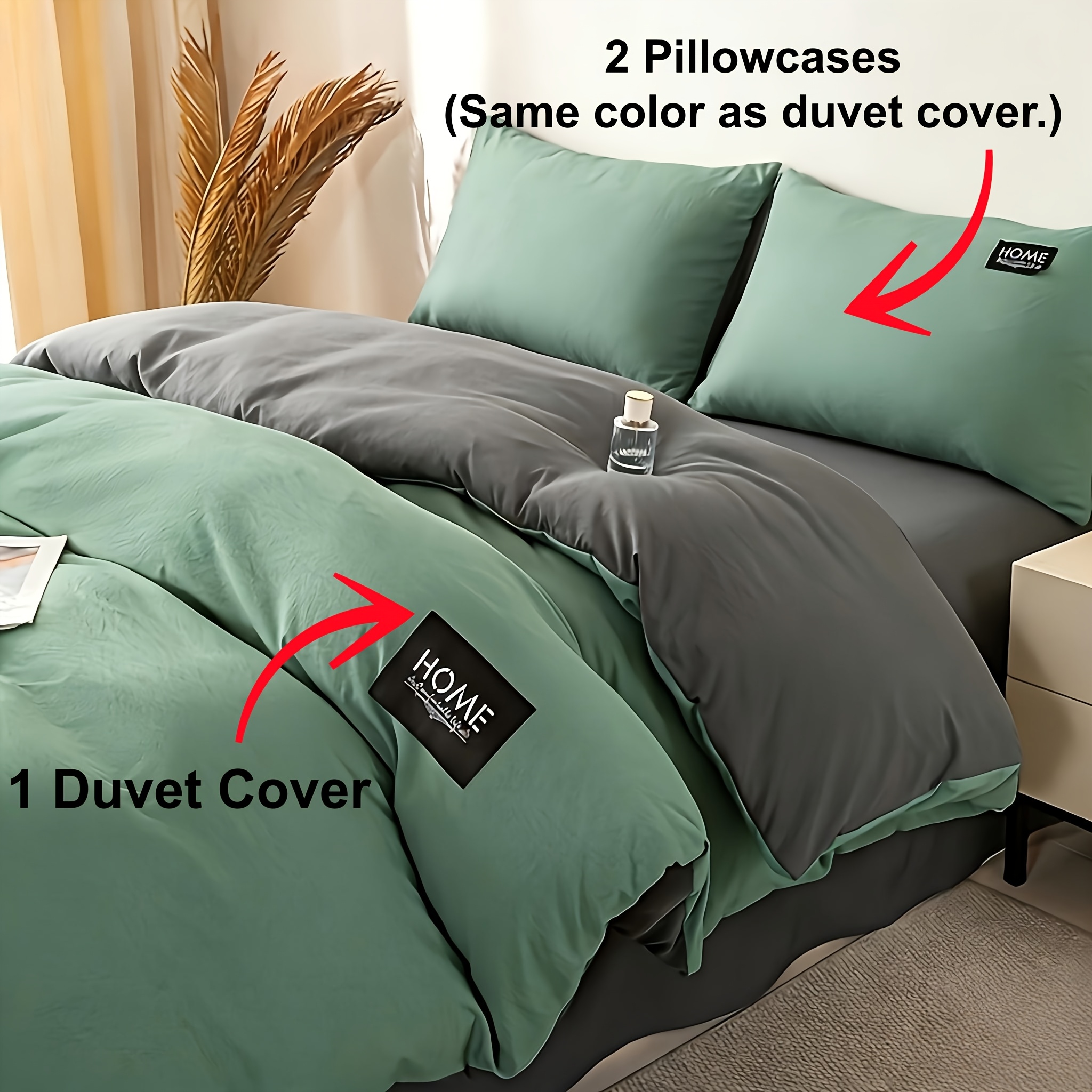 Image of 3pcs Color-block Washed Bedding. High Gsm, Reactive-printed Dopamine Colors For . All Bed Sizes. Ideal For Home, Hotel, Dorm, And Travel