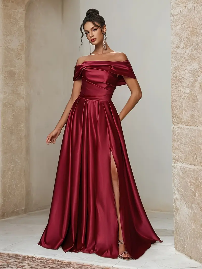 womens elegant shoulder formal evening gown pleated bust - Temu Germany womens elegant shoulder formal evening gown pleated bust - Temu Germany