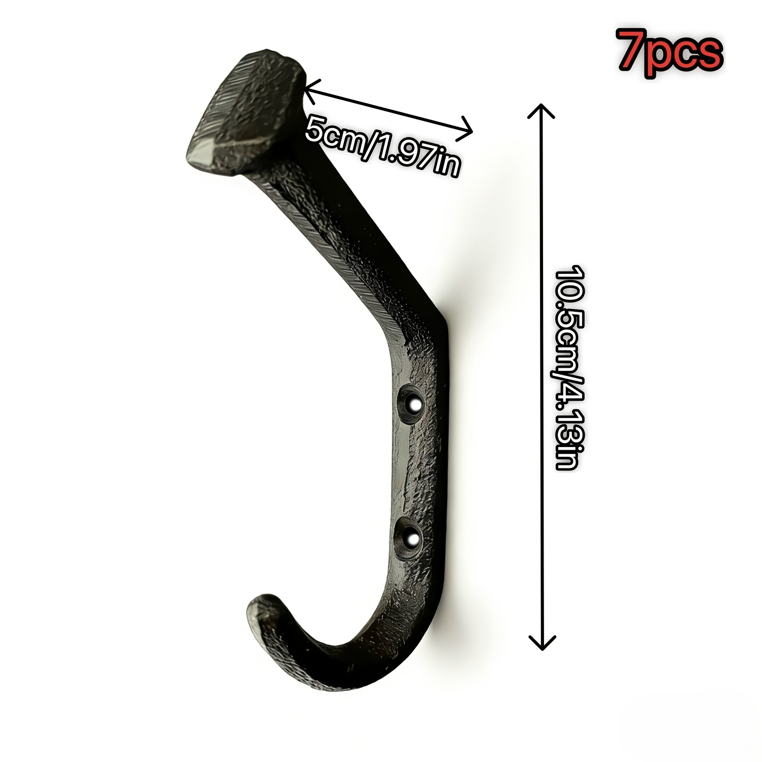 TEMU 7pcs Cast Iron Door Hooks, Retro Industrial Style Wall Mounted Wall Hooks, Home Decor Hooks, Door Back Hooks For Hanging Clothes, Hats, Coats,