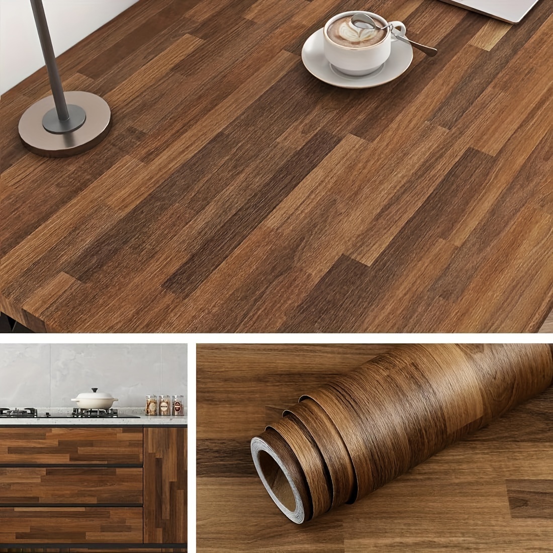Image of Extra Thick Wood Grain Wallpaper - Self-adhesive, Removable Pvc Contact Paper For Kitchen, Bedroom, Living Room Furniture & More, 15.74" X 196.85