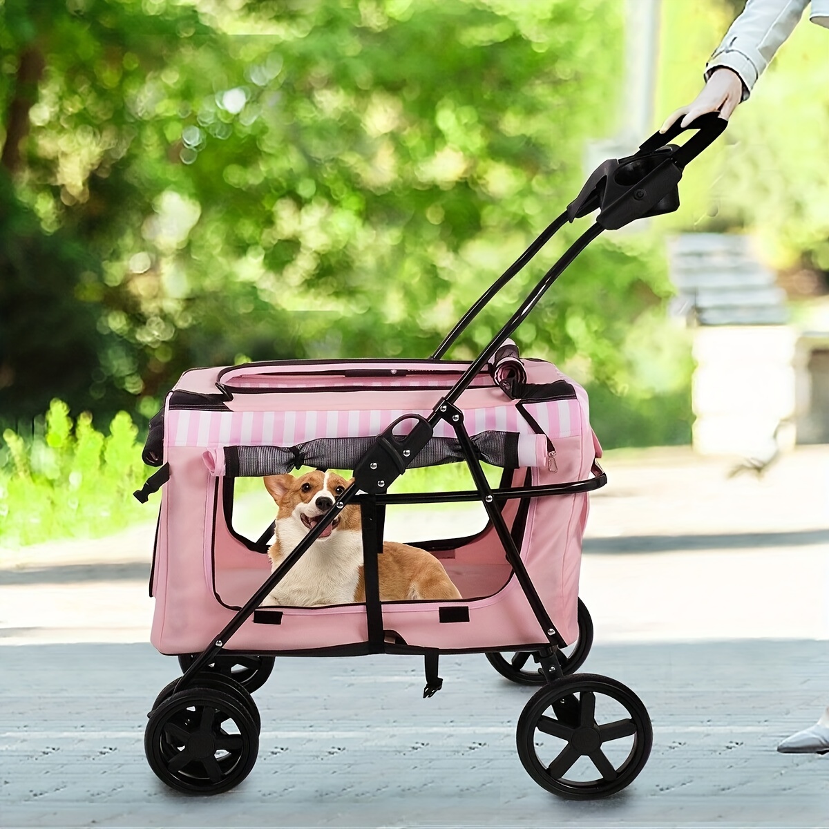 

Pet Dog Stroller Jogger Folding Travel Cat Cage Carrier Detachable Folding Pet Stroller Cage Travel Detachable Carrier Puppy