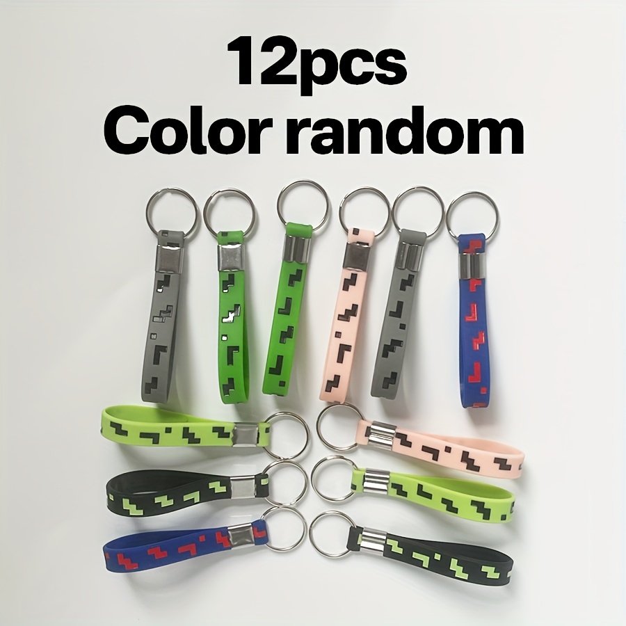 12pcs Pixel Block Keychains, For Pixel Enthusiasts, Design, With Round Clasps, Suitable For Sports, Professional, And Daily Use, Durable Keychains, Colors Are Random