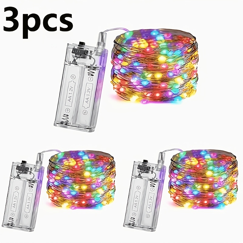 TEMU 3pcs Christmas Colored String Lights, Length 118.11 Inches, 30pcs Glowing Beads, Light Wire, Suitable For Party Decoration, Indoor Small