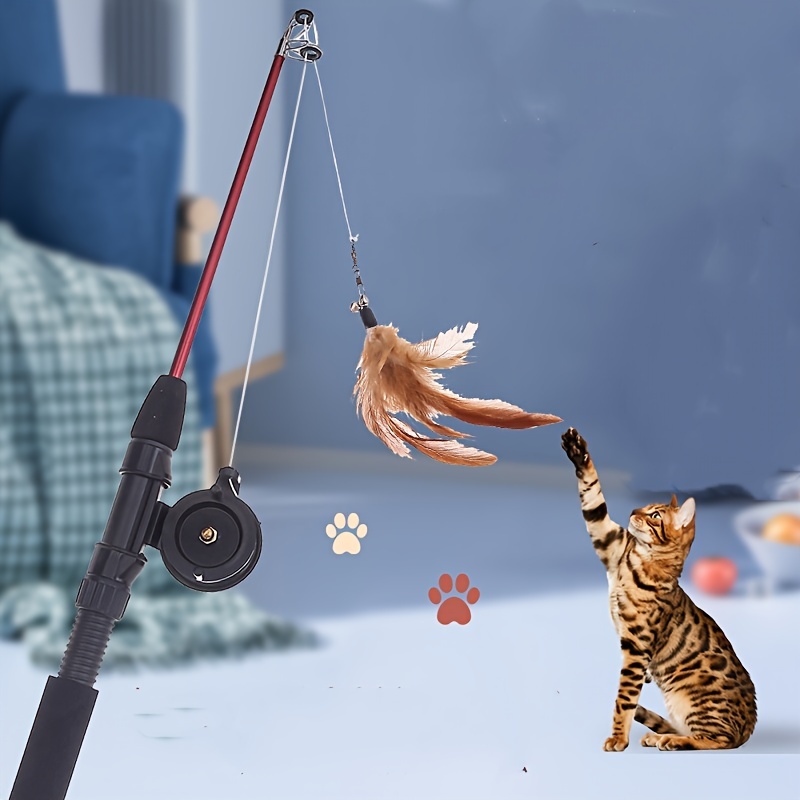 4-in-1 Fishing Rod Style Interactive Cat Toy Stick With Laser