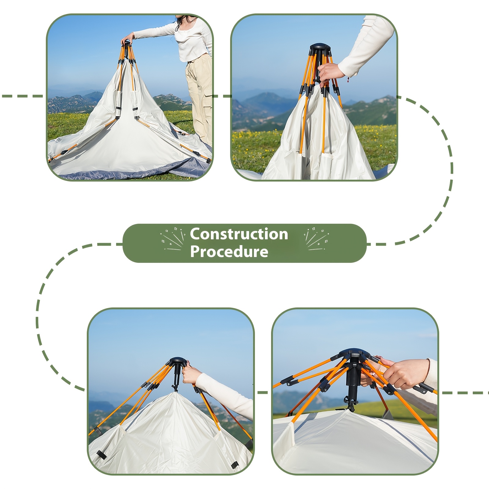 Lightweight Silver Outdoor Automatic Pop-Up Tent for Camping, Driving, Hiking, And Mountain Travel, Sunshade, Beach Tent, Portable And Foldable Shelter