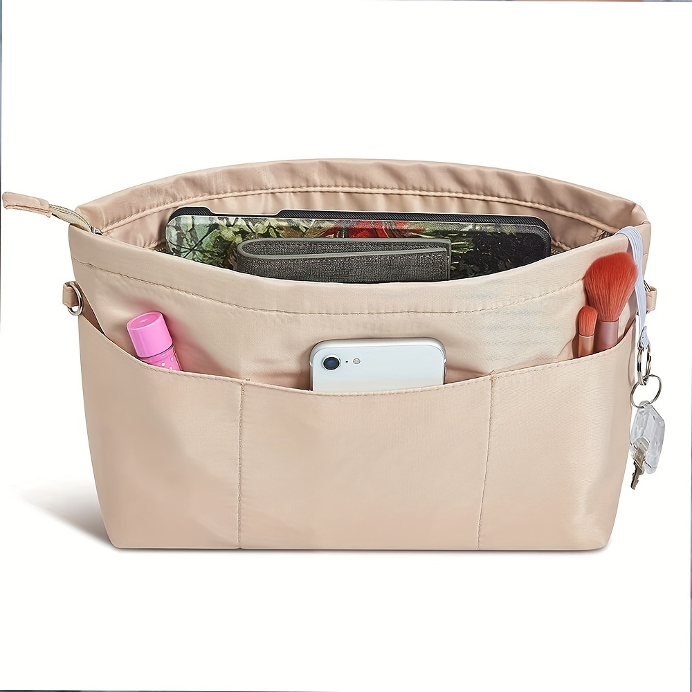 TEMU Premium Nylon Purse Organizer Tote Handbag Insert Organizers Bag Cosmetic Bag Toiletry Bag In Bag Zipper 13 Pockets