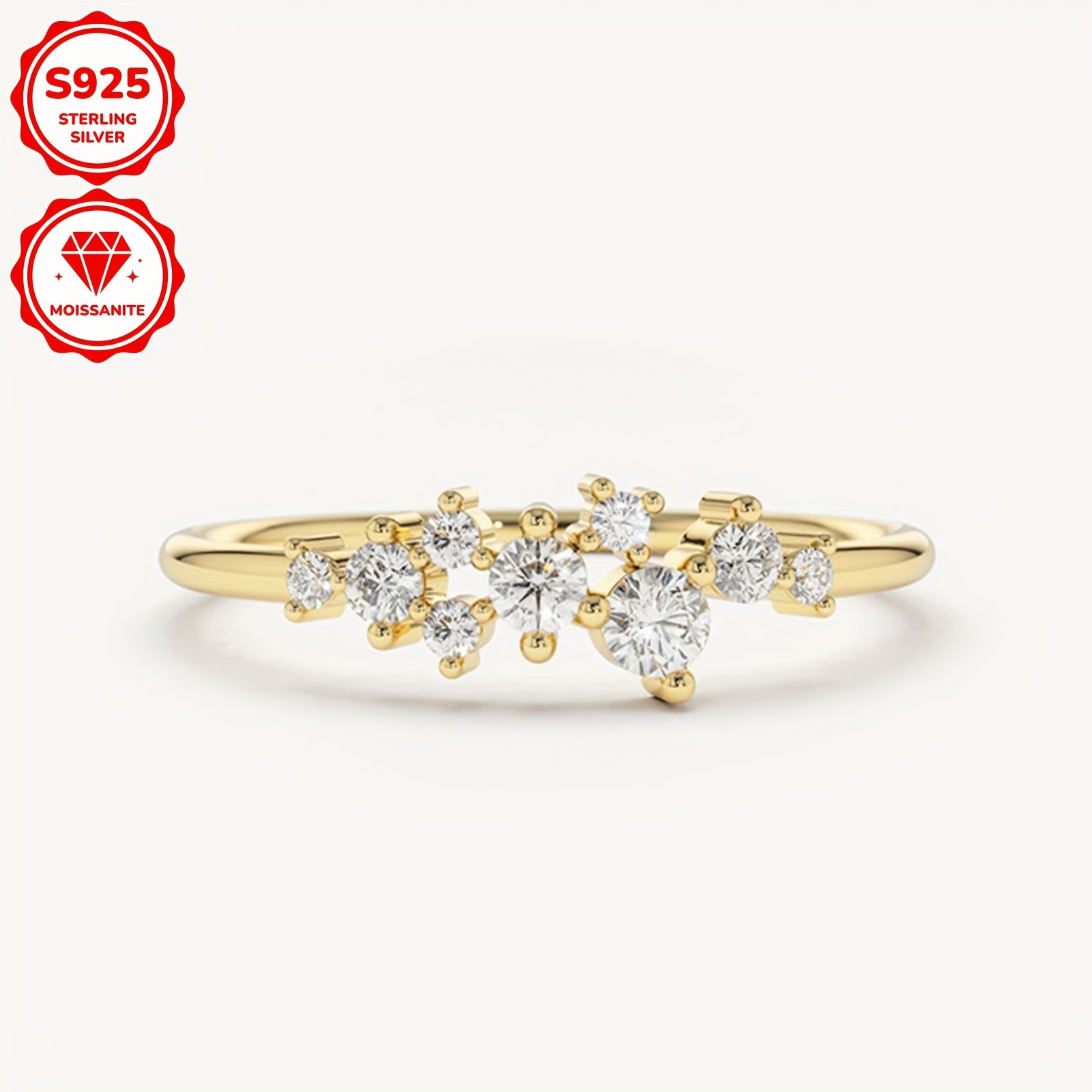 a 925 silver ring featuring synthetic moissanite stones 3mm 1  5mm 1  8mm 2pcs 1 6mm 5pcs with a total weight of 0 3ct designed as a delicate and stylish engagement ring for   for anniversary celebrations details 2