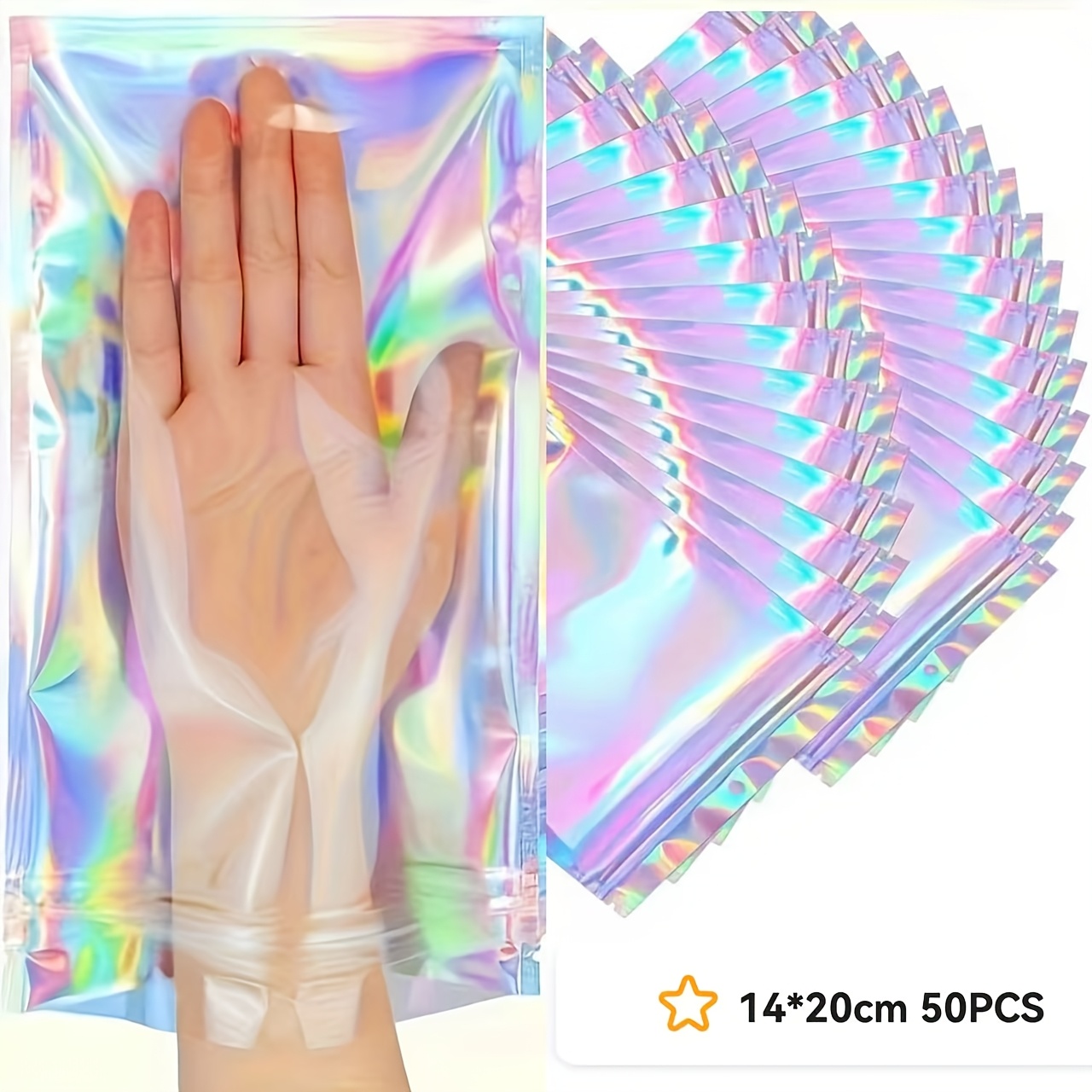 TEMU Cadeau pour Elle/Lui : Lot de Sacs de Rangement Auto-scellants au Laser, Sacs d'Emballage Scellés Polyvalents, Adaptés pour de Cadeaux de Fête,