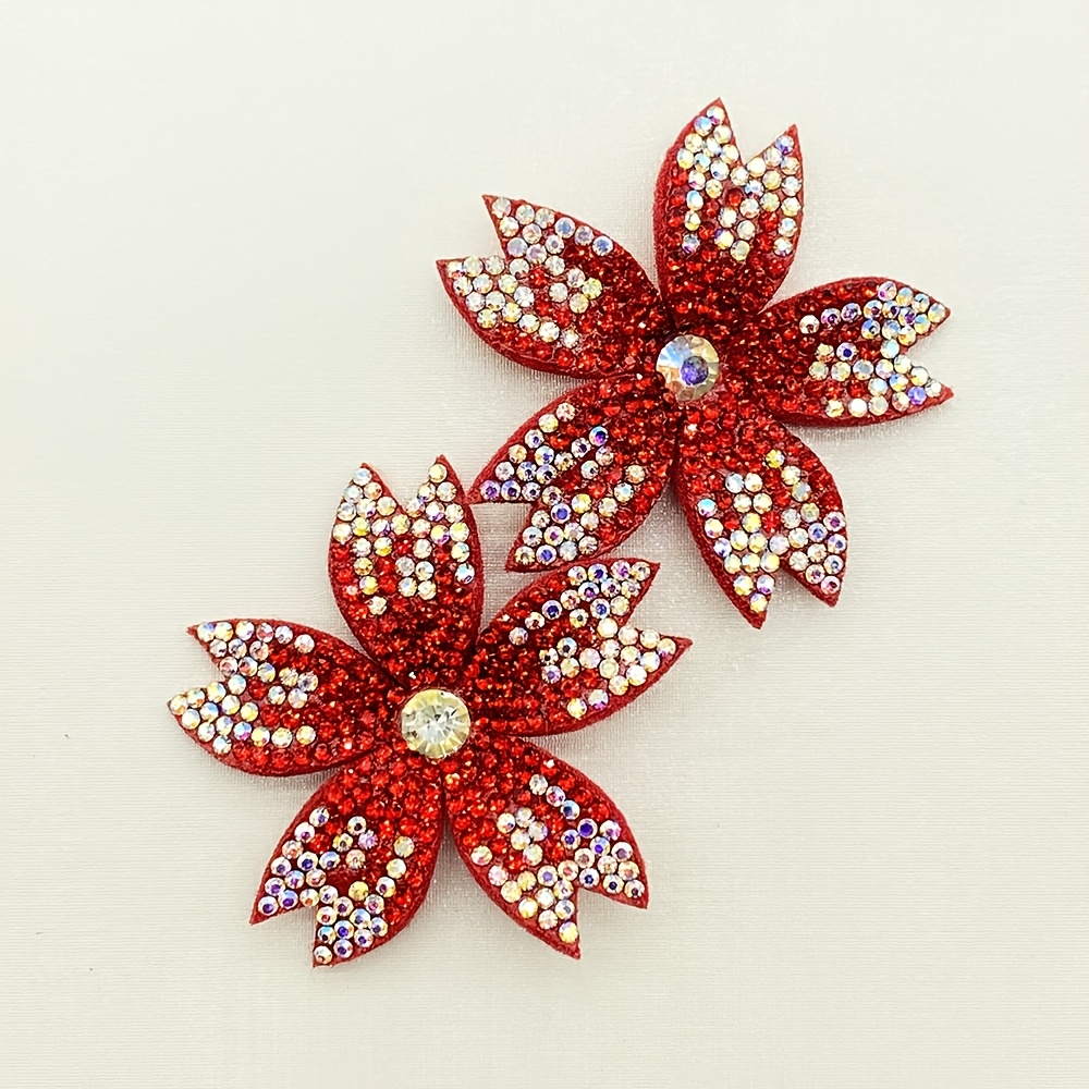 TEMU A Pack Of 2 New Full Diamond Small Flower Headdress Brooch Additions Clothing Additions Handmade Sewing Shoes Hats Bags Jewelry Additions