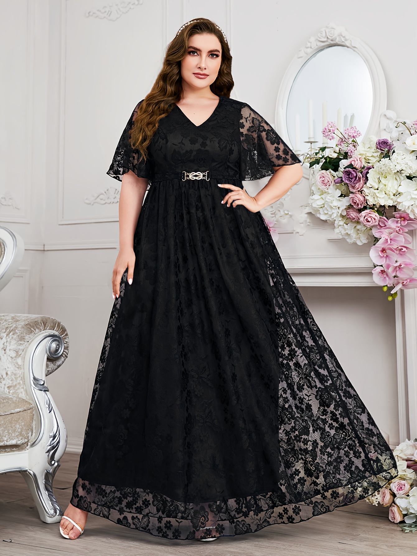 chinese dress ladies Long Sleeve Lace Maxi Dress main image 0
