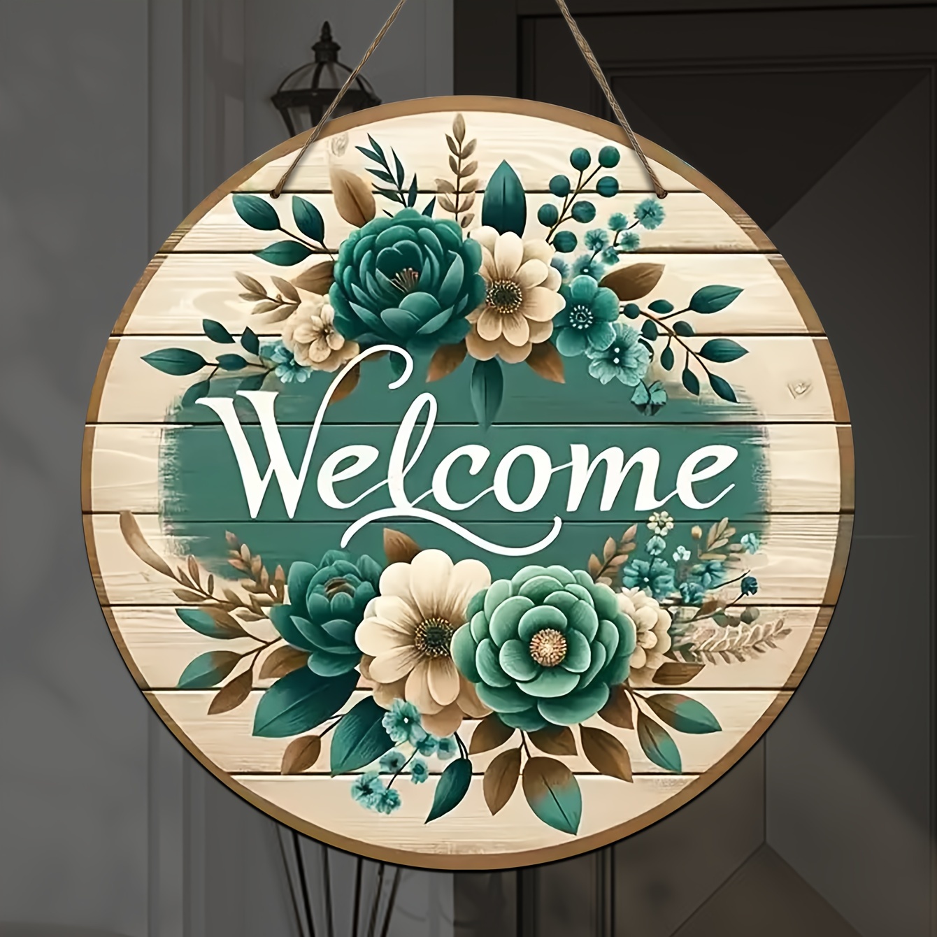 

Wooden Welcome Sign With - Round Creative Hanging Decor For