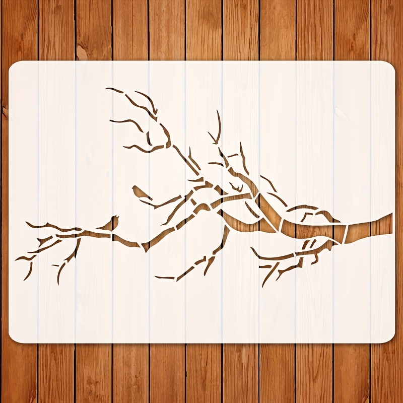 Image of 1pc Bird On Branch Stencil, A4 Size Reusable Painting Stencil, Branch And Bird Stencil, Template, Craft Stencil, For , Fabric, Canvas, Wall, Home And Furniture Decoration