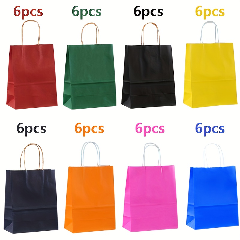 Image of Gift For Her/him Set Of 48 Colorful Paper Gift Bags With Mixed Color Handles - Suitable For Christmas, Halloween, Birthdays, Showers, Crafts, Weddings, And Party Supplies - Featuring 8 Vibrant Colors