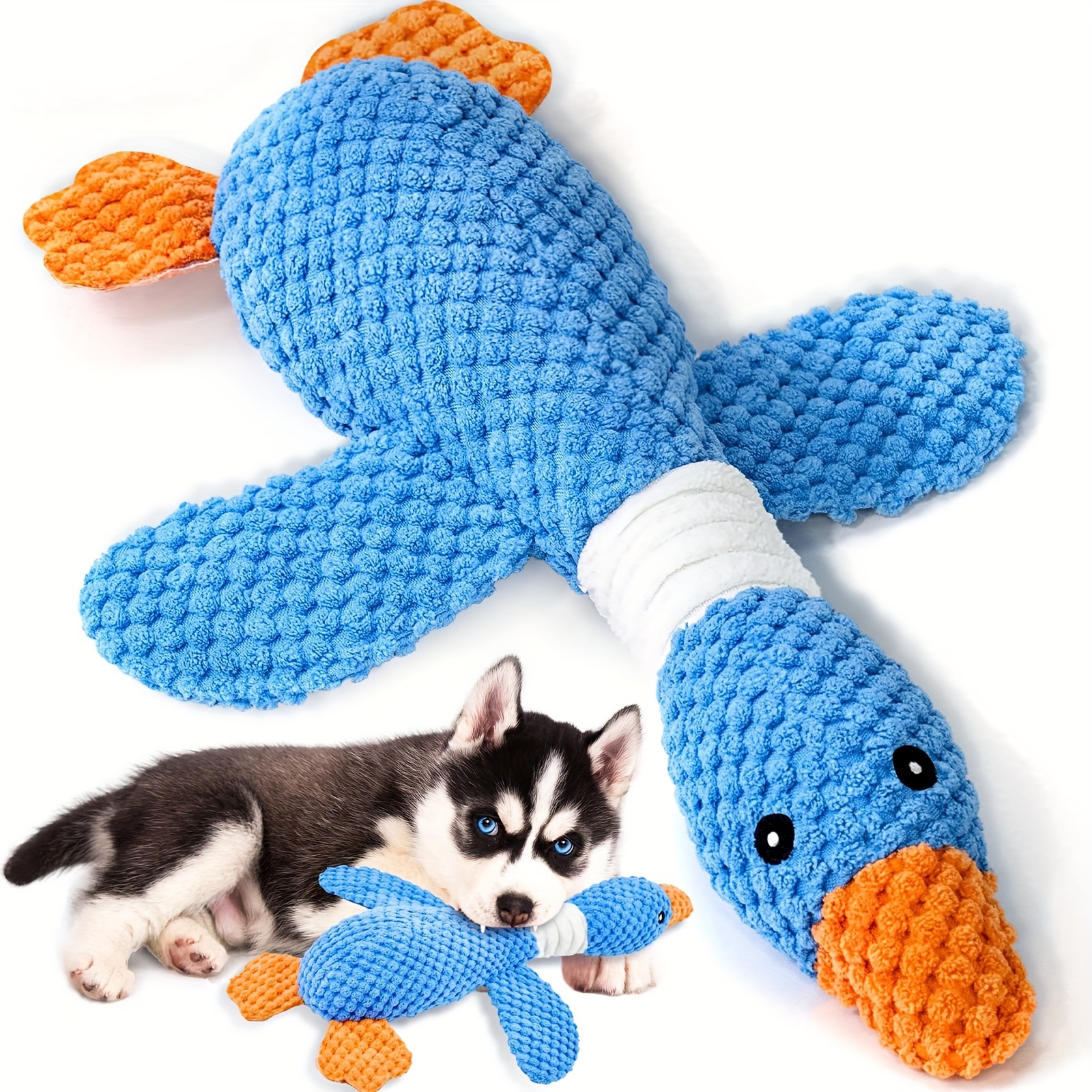 

Durable Plush Goose-shaped Dog Toy For Teething And Play - Soft, Chew-resistant Fabric For Medium Breeds - Ideal For Dental Health And Interactive Fun - Assorted Colors