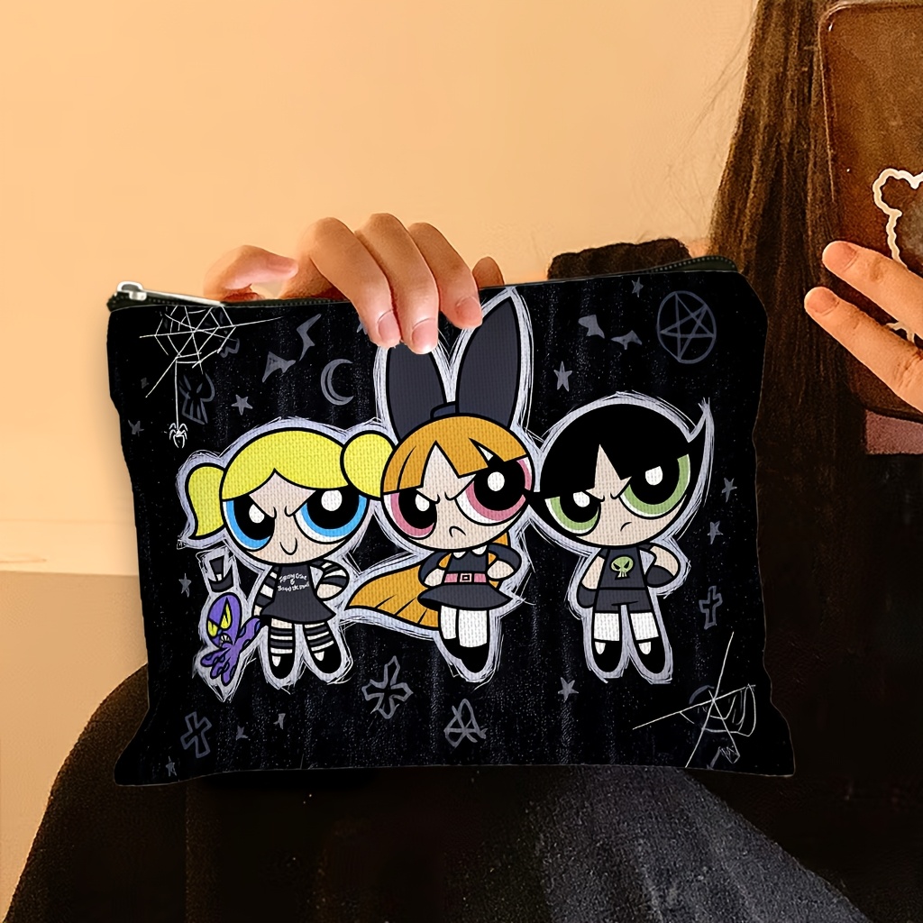 TEMU (authorized) 1pc Warner The Powerpuff Cartoon Cosmetic Pouch Large Capacity Makeup Bag Handy Cosmetic Case Birthday Gift For Women Zipper