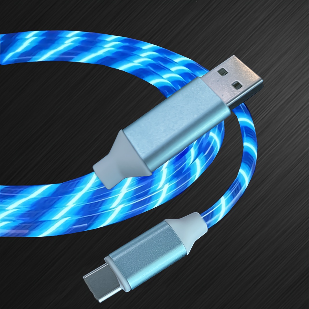 1PC 光る充電ケーブル 3 1 充電ケーブルスマートカラフルなライト USB