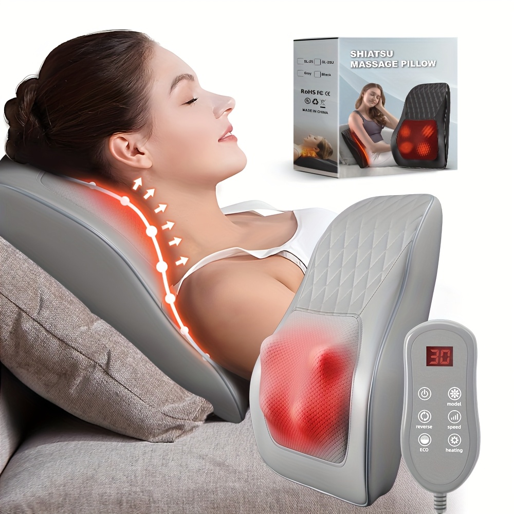 

Back Massager With Heat, Massagers For Neck And Back, 3d Kneading Massage Pillow For Back, Neck, Shoulder, Leg, Gifts For Men Women Mom Dad, Office, Grey