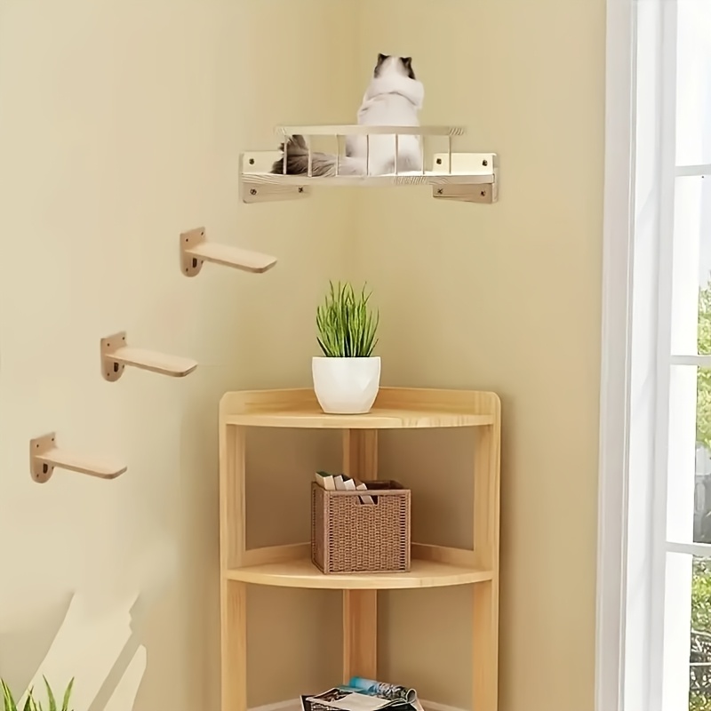 set naturawooden estanterías madera varios niveles gatos Temu - Main Image