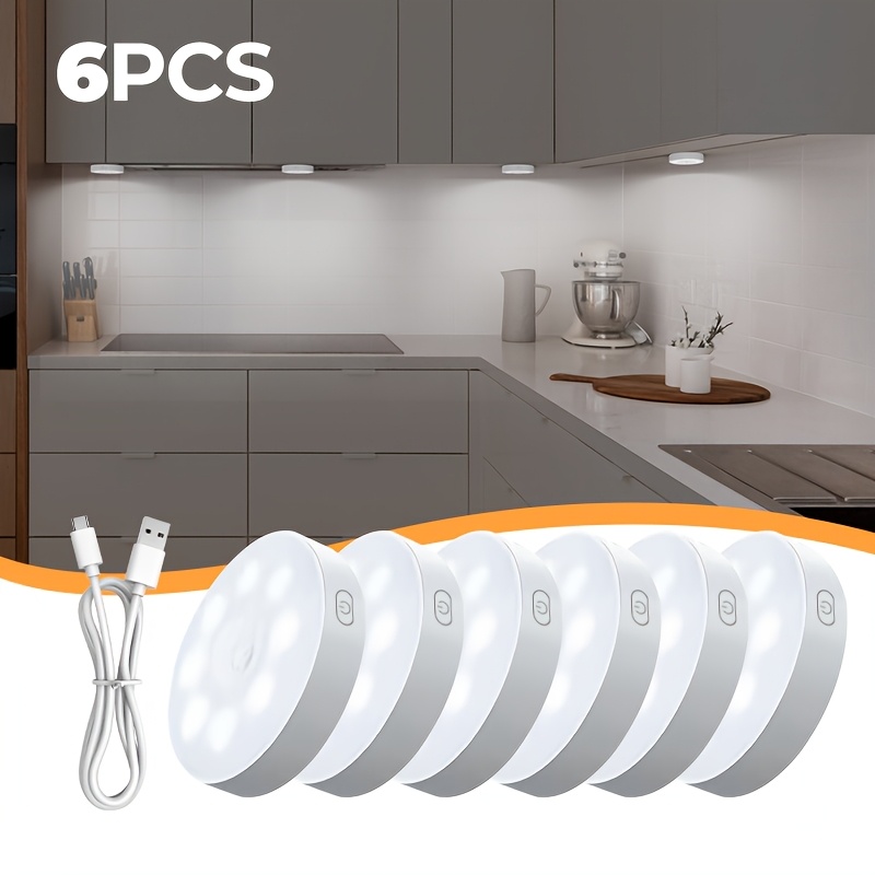 Image of 12/6-pack Usb Night Lights | Rechargeable Magnetic Wall-mounted Led Sensor Lights | 2 Control (button/sensor) | Motion Sensor Lights | Home Emergency Lights | Bedroom And Room Decor Lights