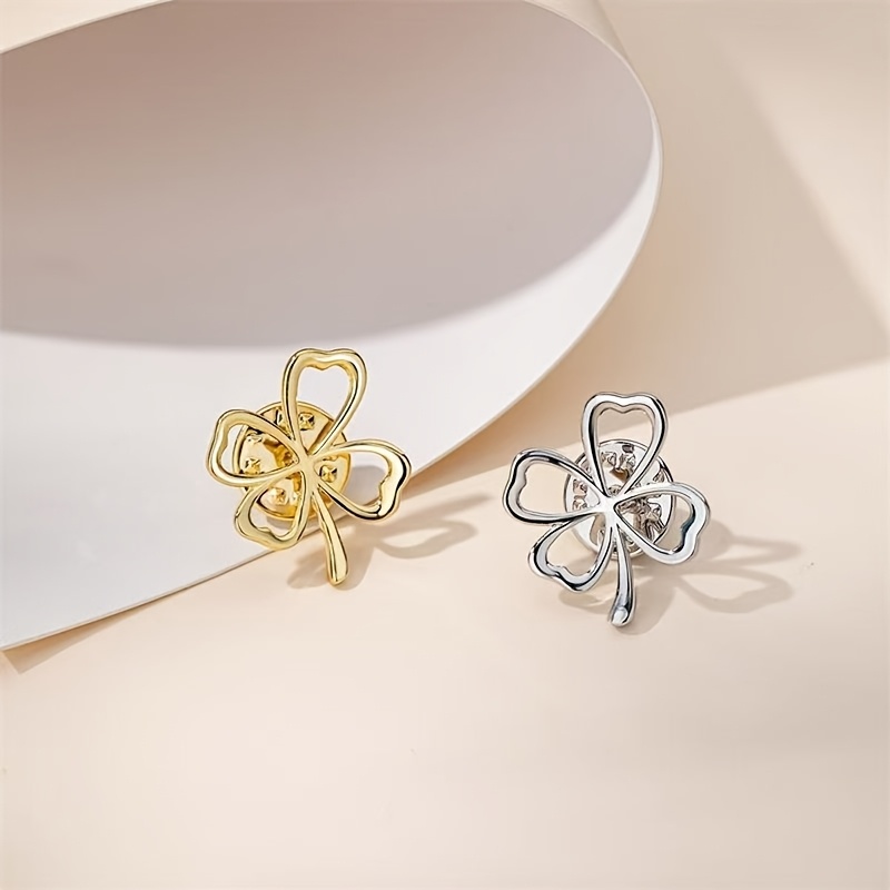 3pcs New Fashion Four-Leaf Clover Metal Buttons, Anti-Slip Design