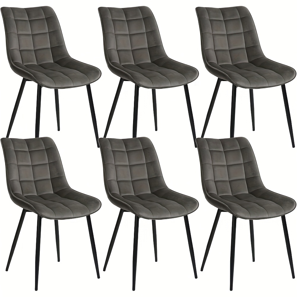 6pcs Velvet Dining Chairs With Cushioned Seats & Open Metal Legs - Soft Padded Armless Kitchen/office/living Room Chairs Suitable For Hard Floors, - Upholstery