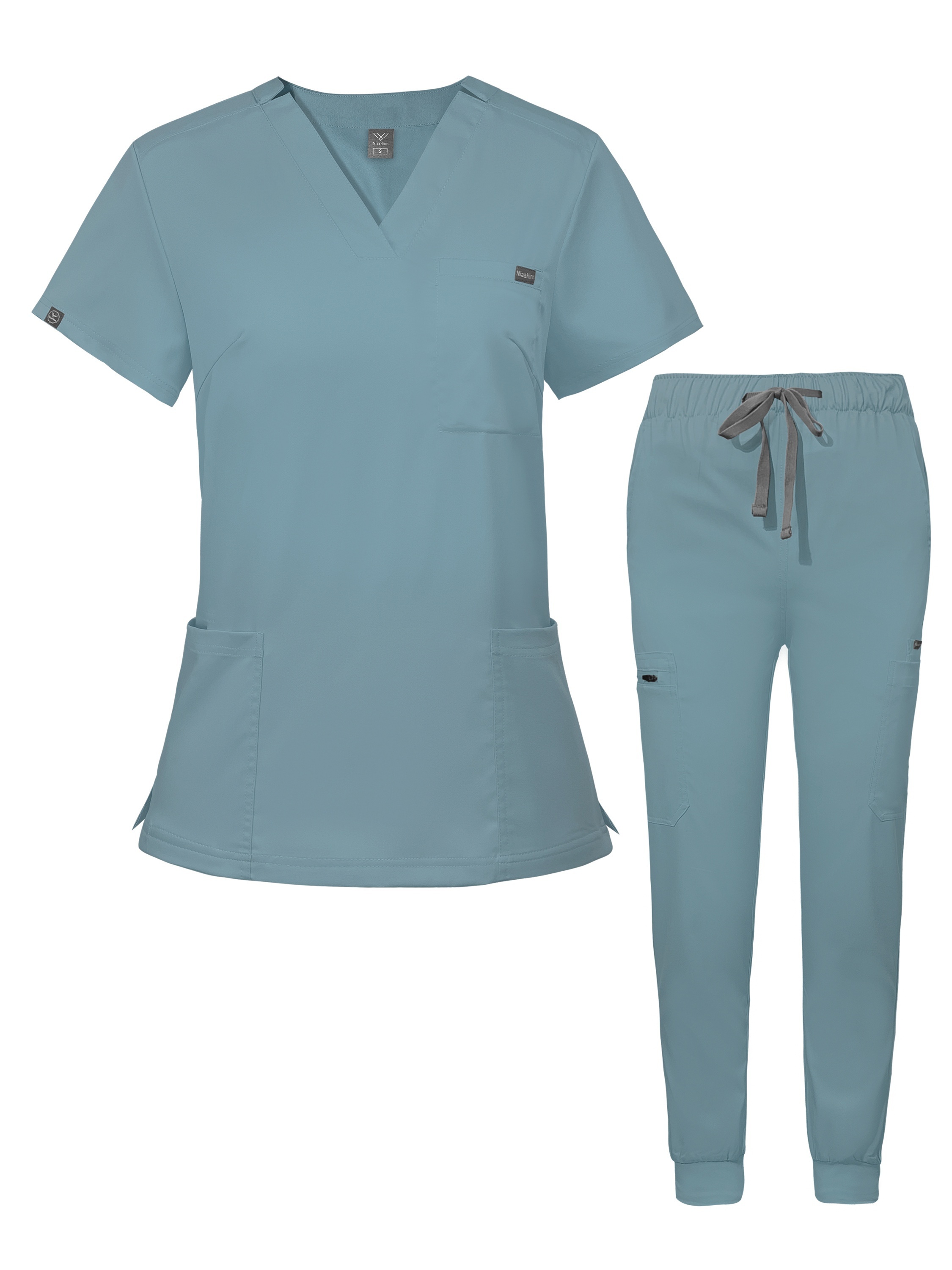 wielo owy   medyczny | bluza z krótkim rękawem + spodnie, dekolt w  , styl casual, jednolity  , kieszenie, bez, luźny krój, idealny na wiosnę/  - damski zestaw roboczy do sklepu z zwierzętami, lekarza, chirurga od  