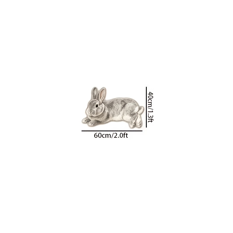 TEMU [Velvet] 1pc, Tapis de sol irrégulier délicat à dégradé et blanc, motif lapin couché, oreilles pendantes, , polyvalent pour chambre à coucher,