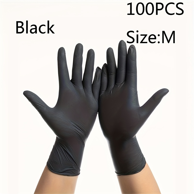 Image of 100pcs Disposable Nitrile Gloves, Durable Elastic Household Cleaning Gloves,, Suitable For Tattoo, Pet Bathing (black, Pink, Blue, White) Left-right Handed, Non-medical Gloves
