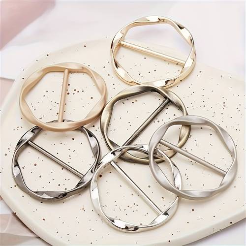 5pcs set of scarf t shirt collar womens fashion metal round clothing fixing ring versatile t shirt belt shortening artifact hem knot waist