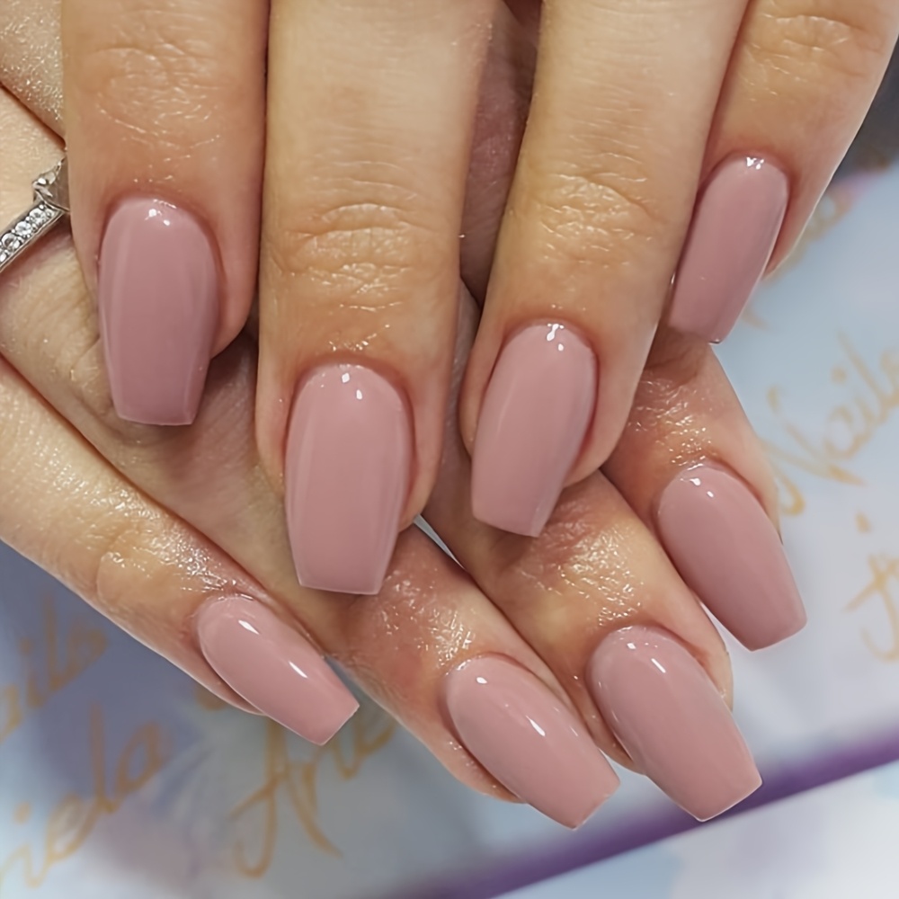 E-shop 24 Stück Lotus Pink Solide Glänzende Kurze Ballett Nagelhäuschen