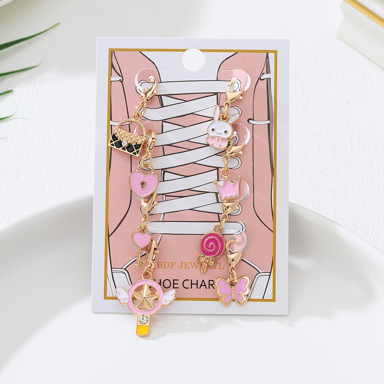 E-shop 8-teiliges Set Y2K Magical Girl Pink Serie Schuhcharms, geeignet für Sportschuhe Stiefel, DIY abnehmbare Schuhclips, ideal für Schuhdekoration,