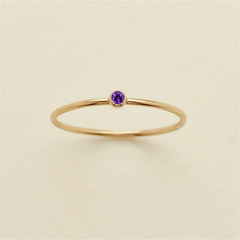 Stainless Steel Rhinestone Small Ring with Cubic Zirconia