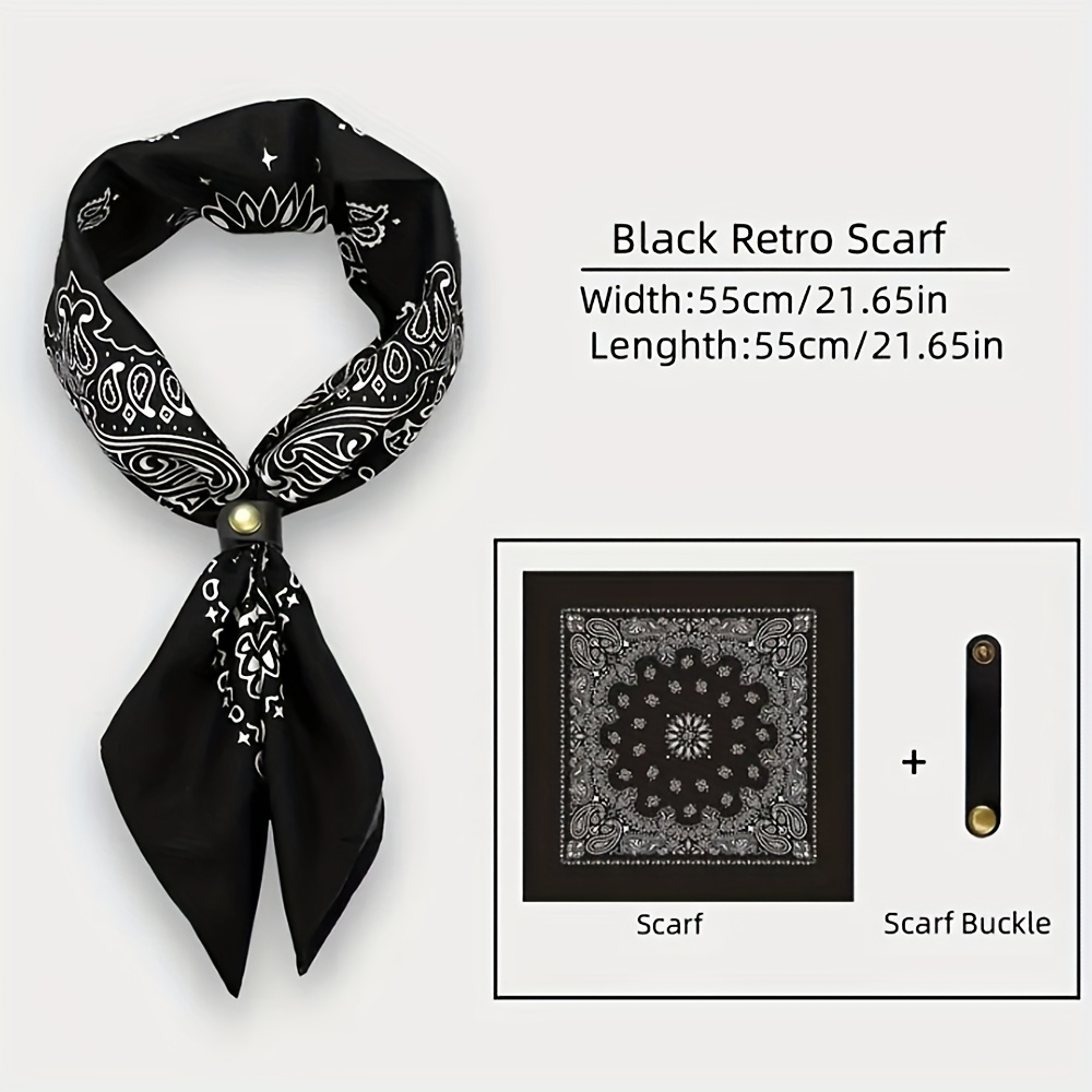 Paisley Square Scarf And Scarf Bandana Headscarf Combination For Men And Women, 100%, Scarf Tie And Scarf Ring Combination, Hip-hop Decoration Music Festival Concert Outfit