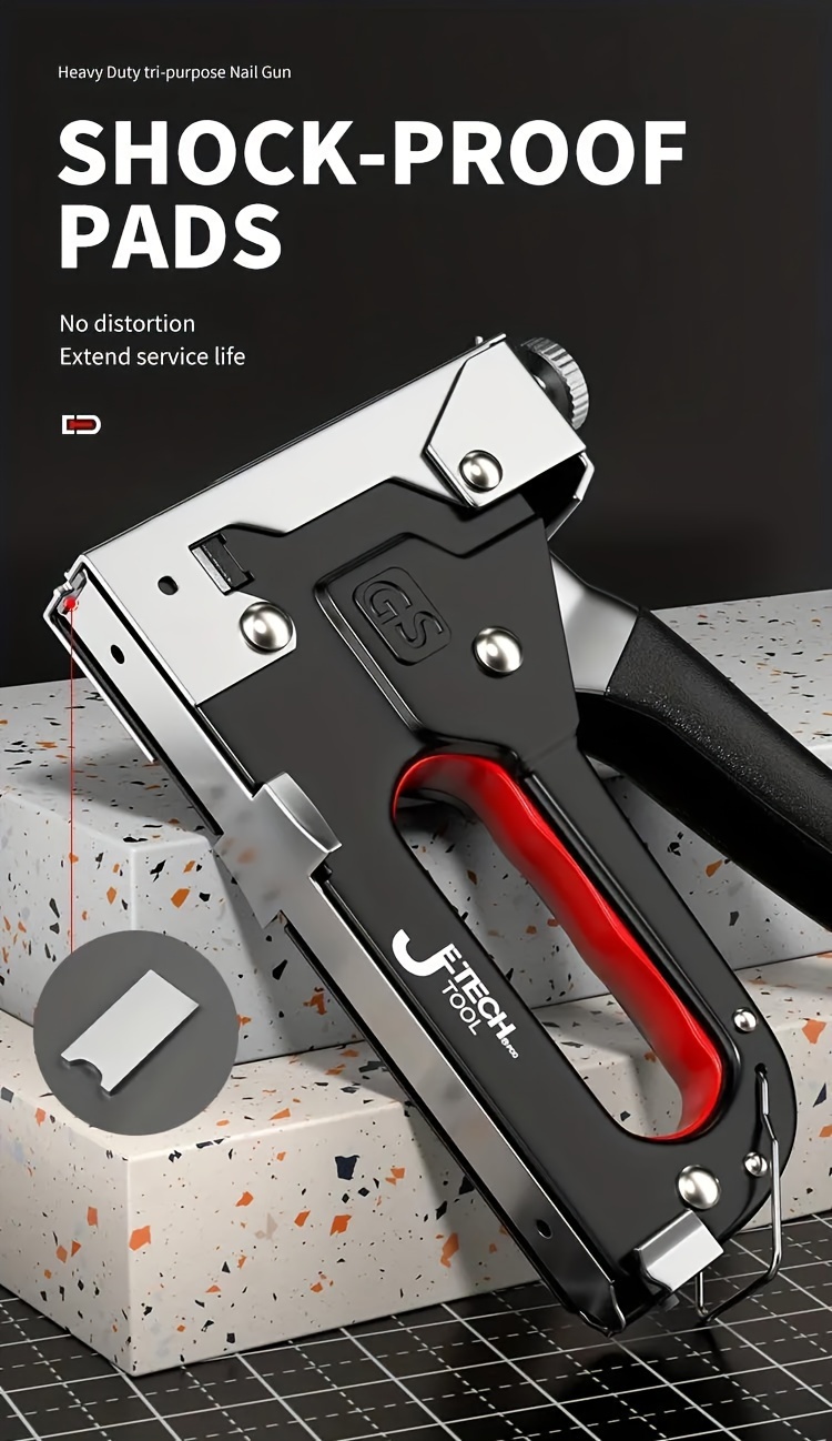 1pc 4 in 1 heavy duty stapler for diy home decor furniture wood frame stapler multi tool hand nail gun bandage pliers four piece set art supplies outdoor camping details 8