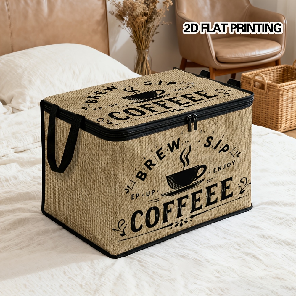 cesto a scaffale 2d piatto, 1 pz, stile   da caffè   con  , tessuto  ,   per lorganizzazione dellarmadio e organizer per bagagliaio auto,   anche come scatola per lorganizzazione di accessori per animali domestici,   per organizzare vestiti, accessori per animali domestici o coperte, cesti per scaffali