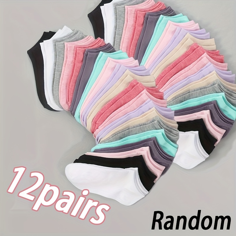 E-shop 6/12 Paar Damen Mixed Color Socken - Niedrig geschnittenes unsichtbares Design, Bonbonfarben, super vielseitig, atmungsaktiv bequem, ideal für