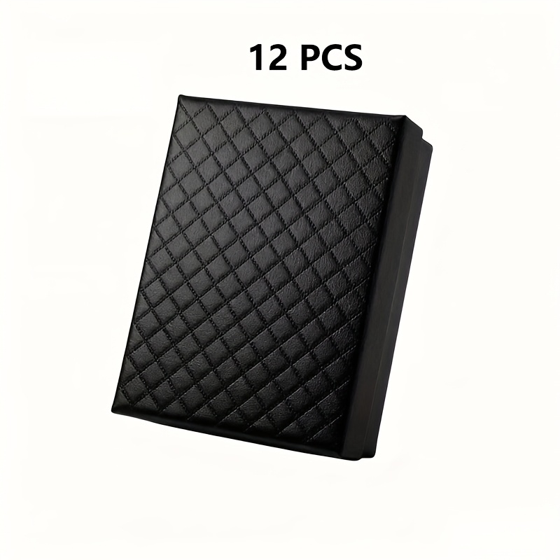 TEMU Lot de 12/24 boîtes à bijoux cadeaux noires à motif de losanges diamantés avec doublure intérieure en éponge, boîte rectangulaire robuste en