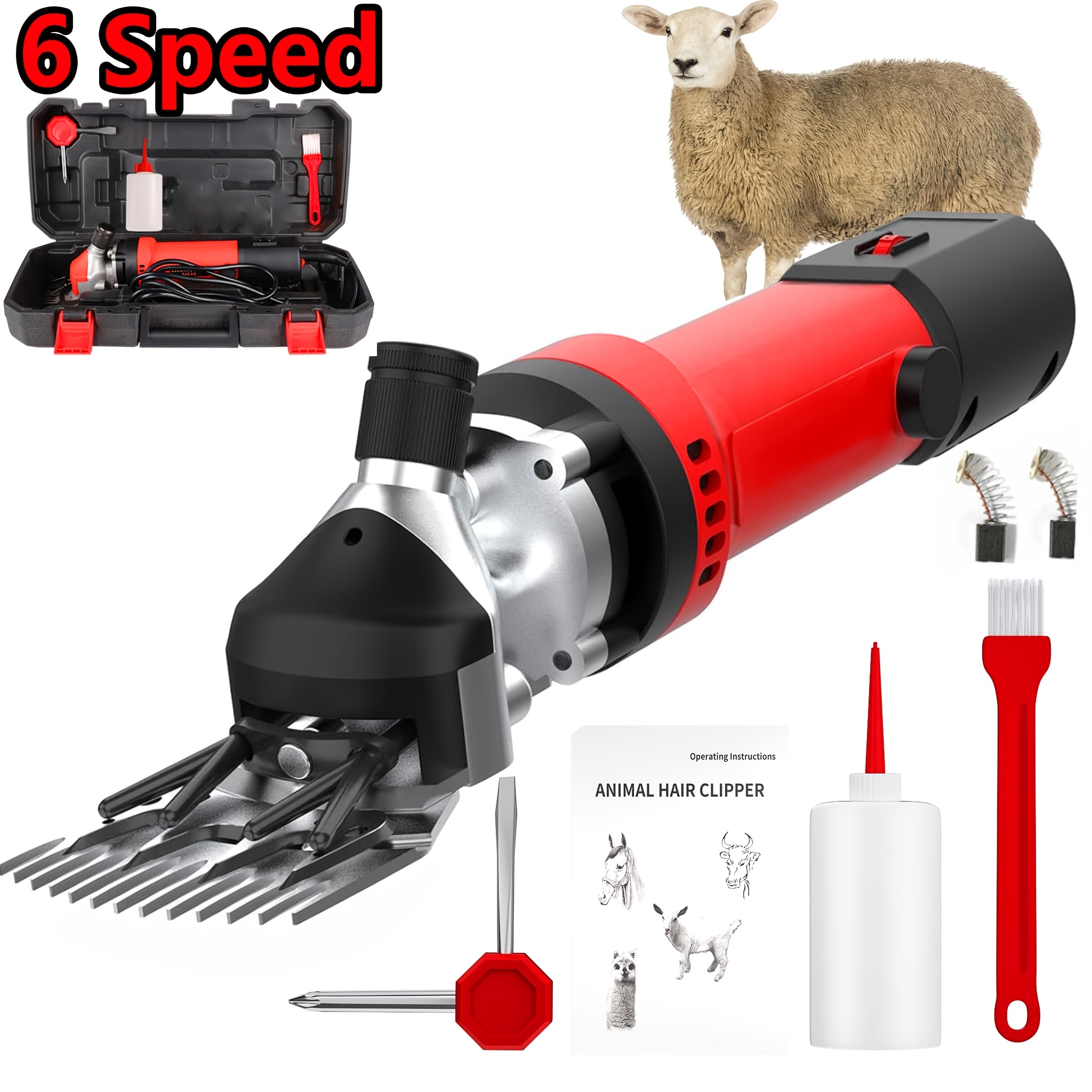 Animals Wool Scissors With A Toolbox Suitable For Grooming Animals Like Sheep, , Horsewith 6 Speed Adjustable Shears Professional Clippers With 6 Speed Heav Duty Electric Clippers For Thick Coat