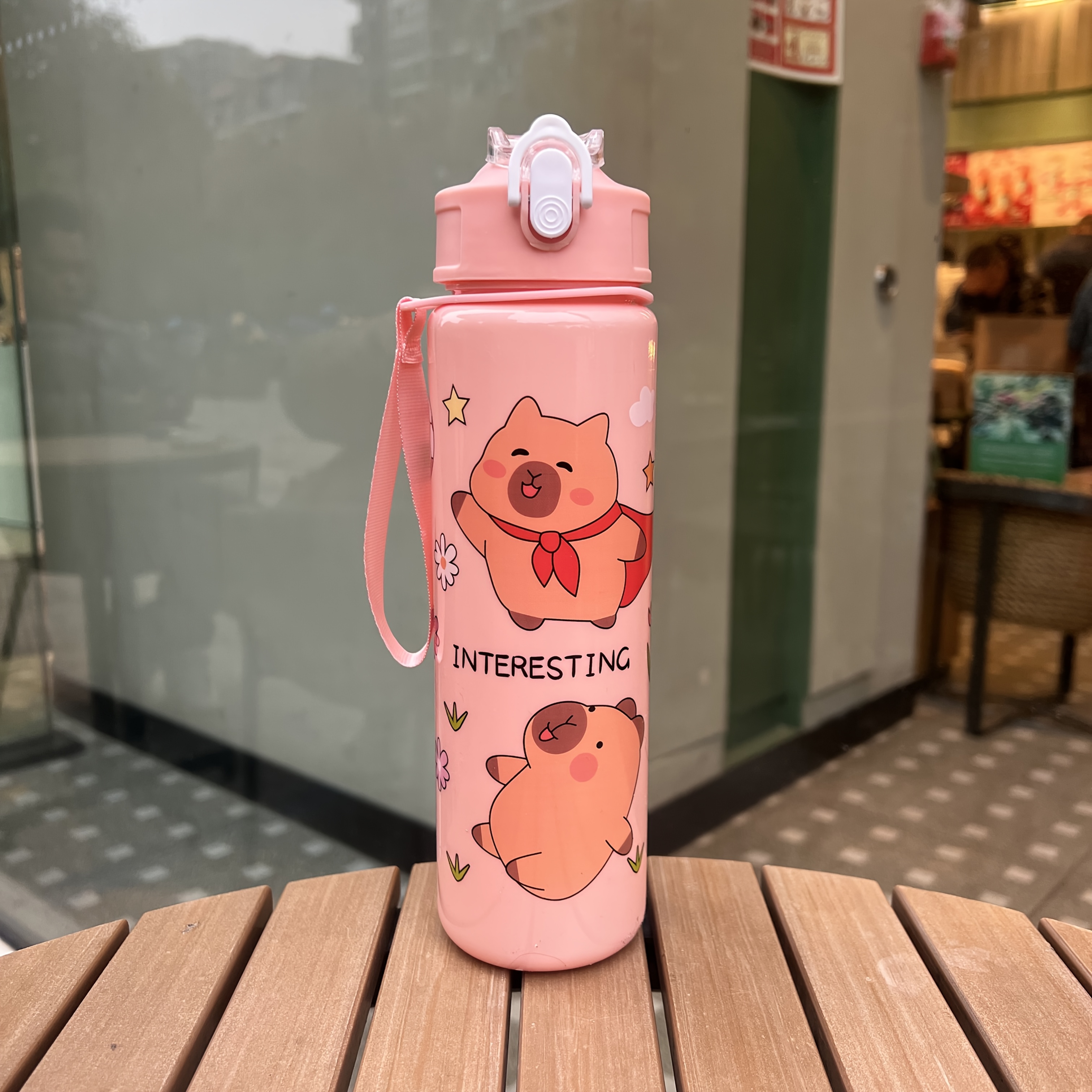 Glixoft Borraccia Capibara con Cannuccia Bottiglia per Bevande Carina Bottiglia per Idratazione 'Acqua per Bambini O Ragazze in Ufficio Scolastico in Viaggio