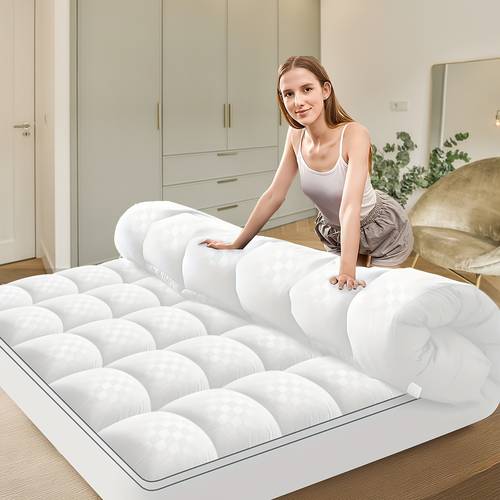 cooling breathable mattress topper 1000 gsm fluffy for back relaxation extra thick queen mattress pad with 8 21 inch deep pocket machine washable mattress protector
