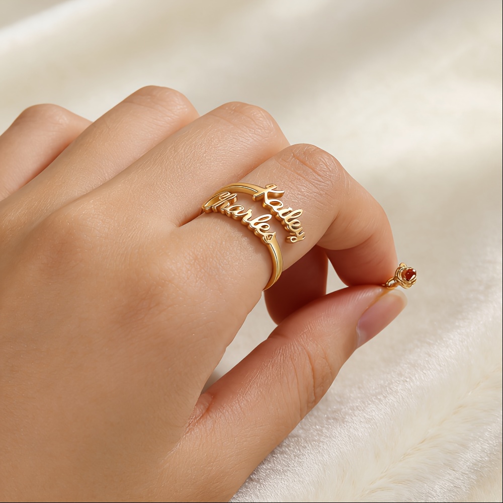 TEMU Bague Personnalisée Style Minimaliste • Acier Inoxydable 304, Bague de Mode Haut de Gamme, Cadeau pour la Saint-Valentin • Cadeau Personnalisé
