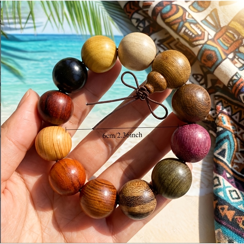 Natural Multi-Wood Beaded Bracelet for Men & Women, Handmade