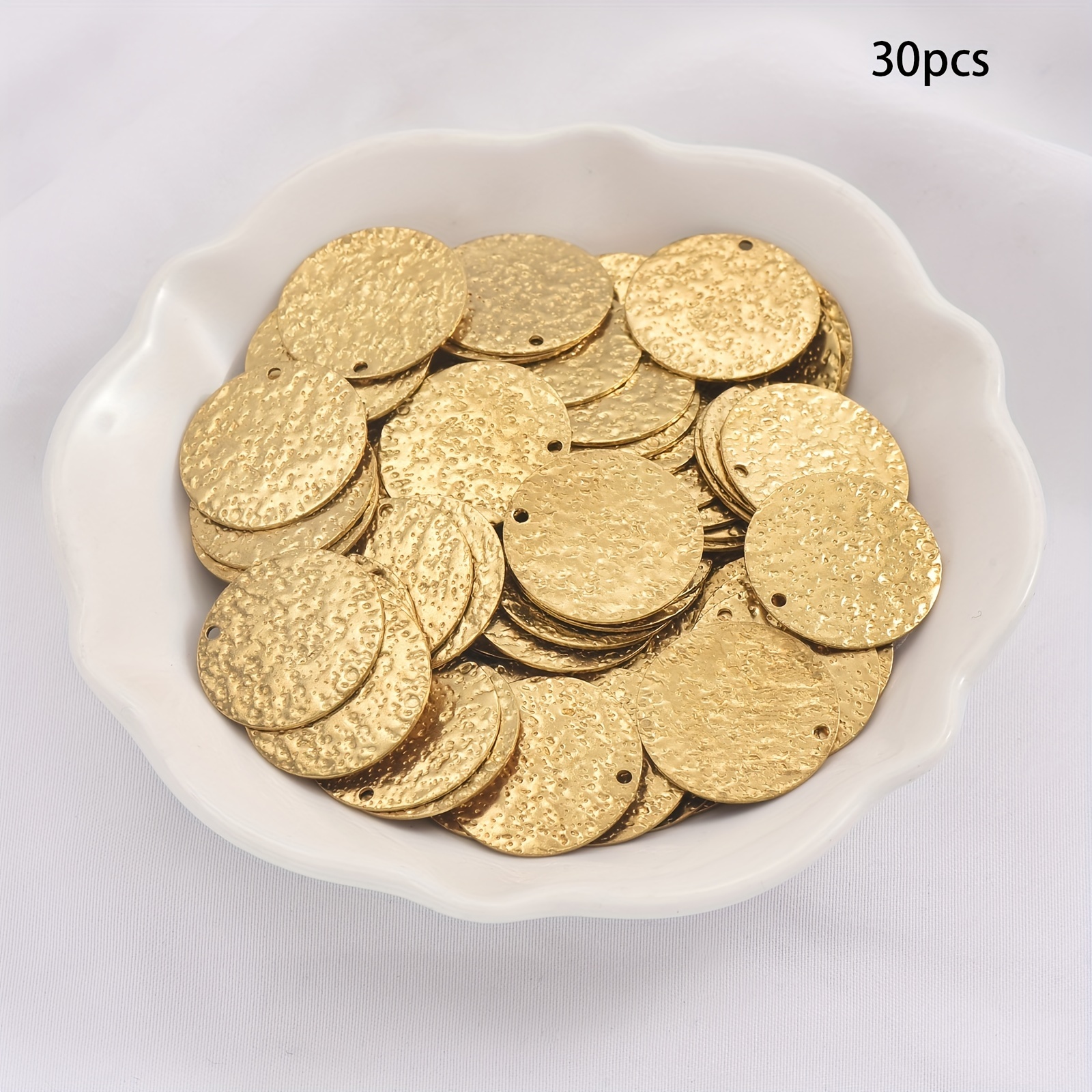 Image of 12pcs/30pcs 0.6 X 20mm Brass Double-sided Shimmering Sand Single-hole Disc Matte Earring Pendant Necklace Additions Jewelry Making Supplies