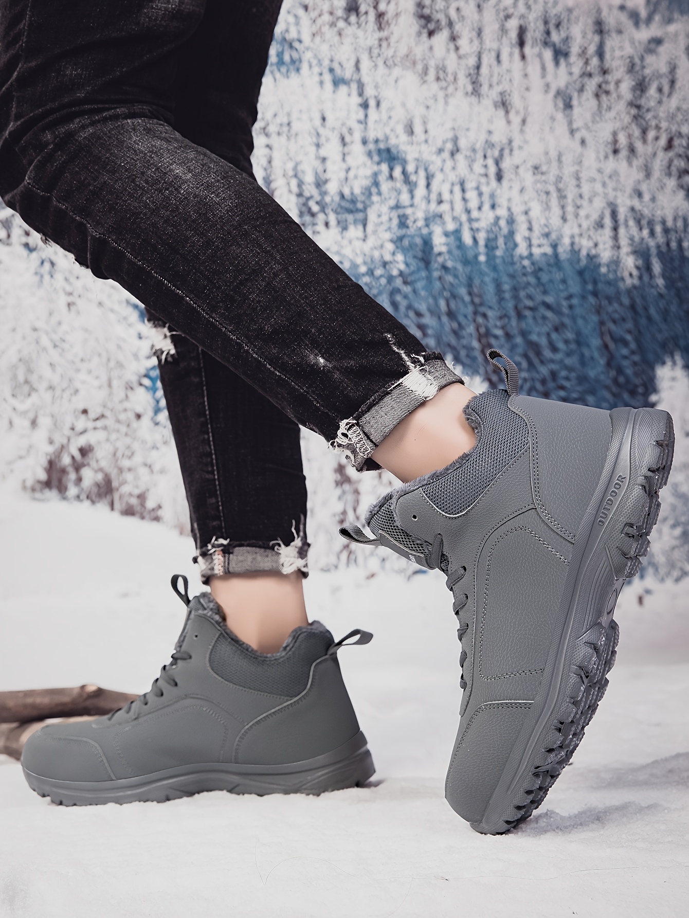 mens snow sports shoes lightweight and flexible sole plush lining winter outdoor   top warm snow boots outdoor sports and hiking boots Product details 12